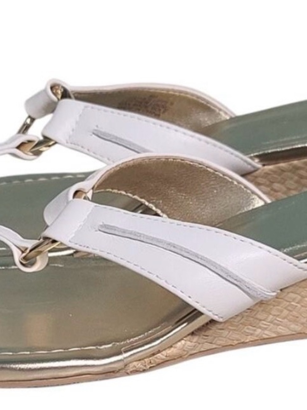 Lilly Pulitzer McKim White Leather Raffia Wedge Sandals - Picture 3 of 6